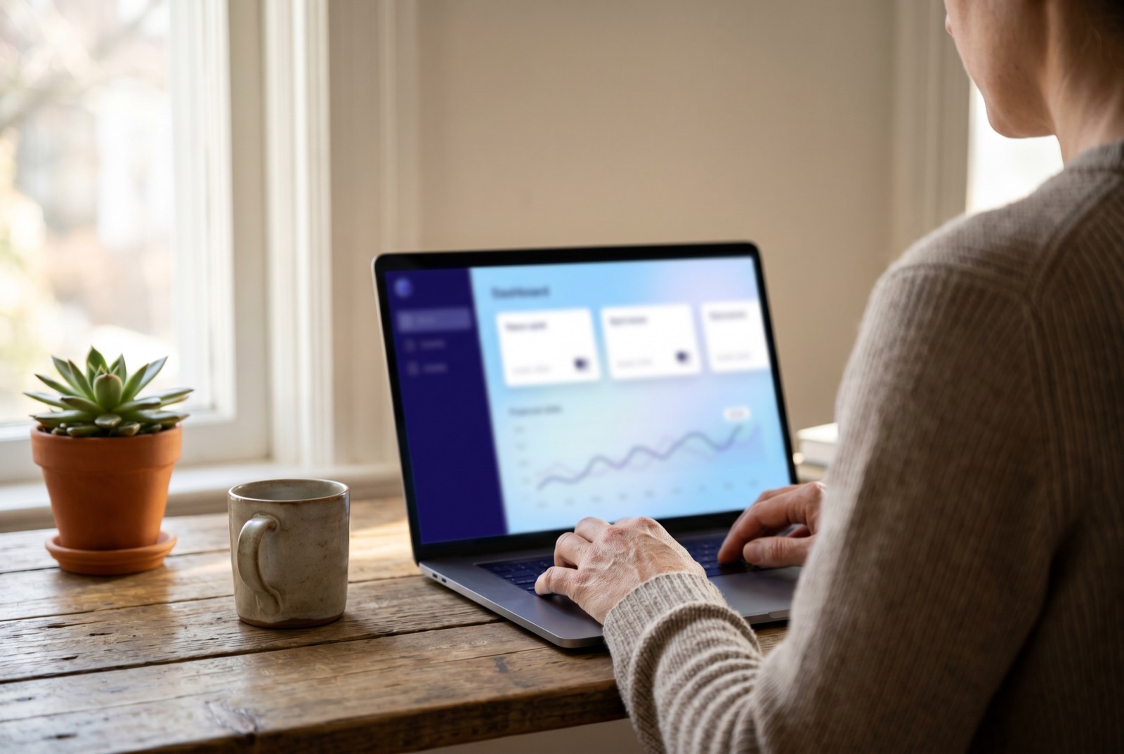 A founder reviewing the Nijam dashboard on a laptop